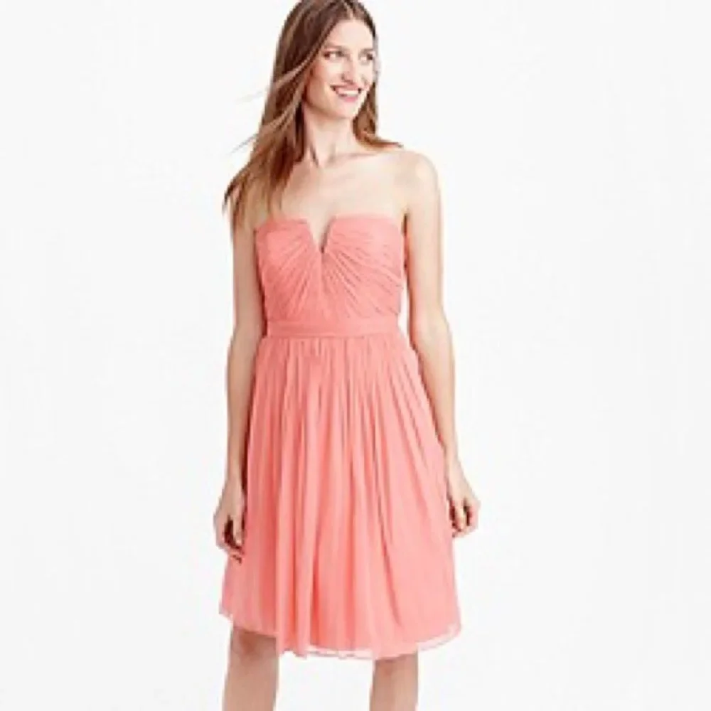 J. Crew Peach Silk Chiffon Strapless Dress - Picture 10 of 10